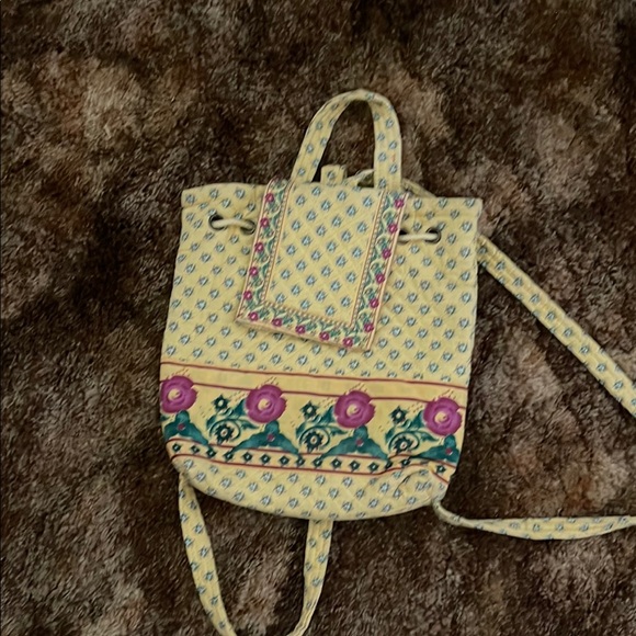 Cream and Purple Backpack with Floral Accents - Picture 1 of 4